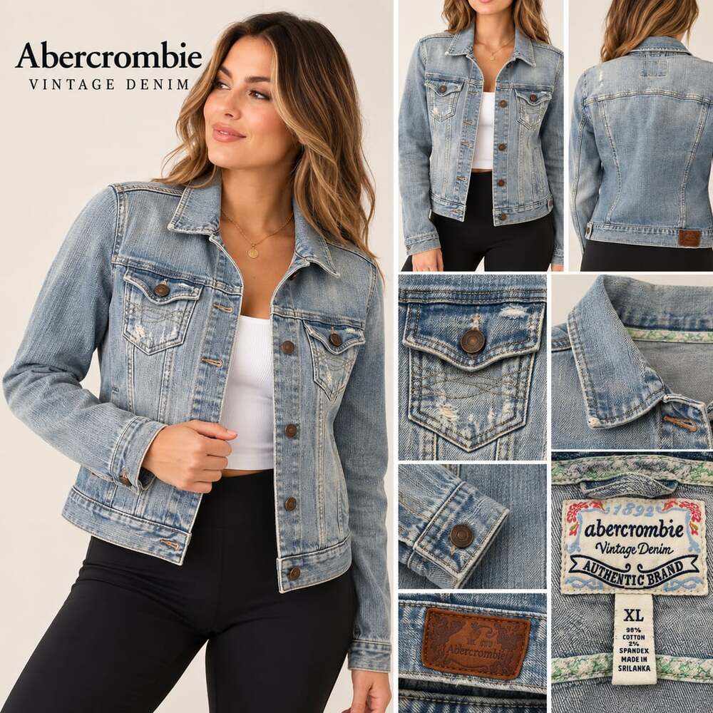 Abercrombie Vintage Denim Women’s XL Distressed Jacket Light Wash